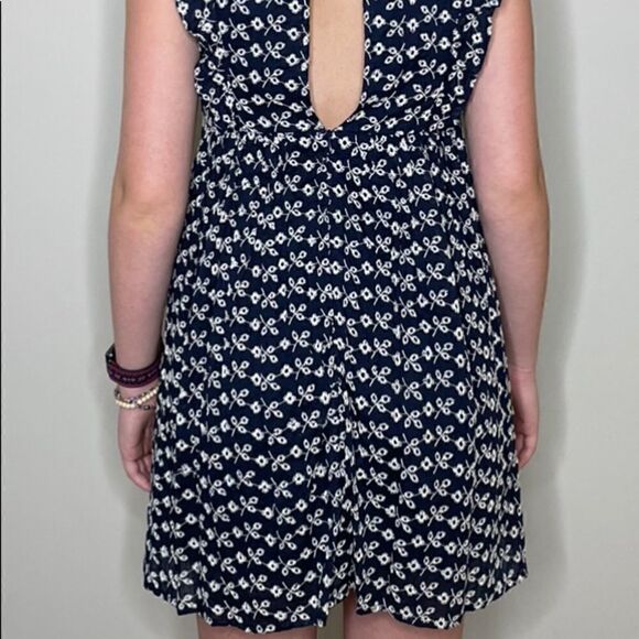 Gianni Bini Navy Blue Lined Eyelet Dress Small - Picture 3 of 14